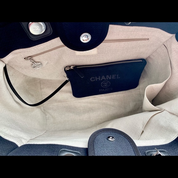 FULL SET - CHANEL Deauville Large Shopping Bag (Black Canvas w/ Silver Hardware) - Picture 17 of 17